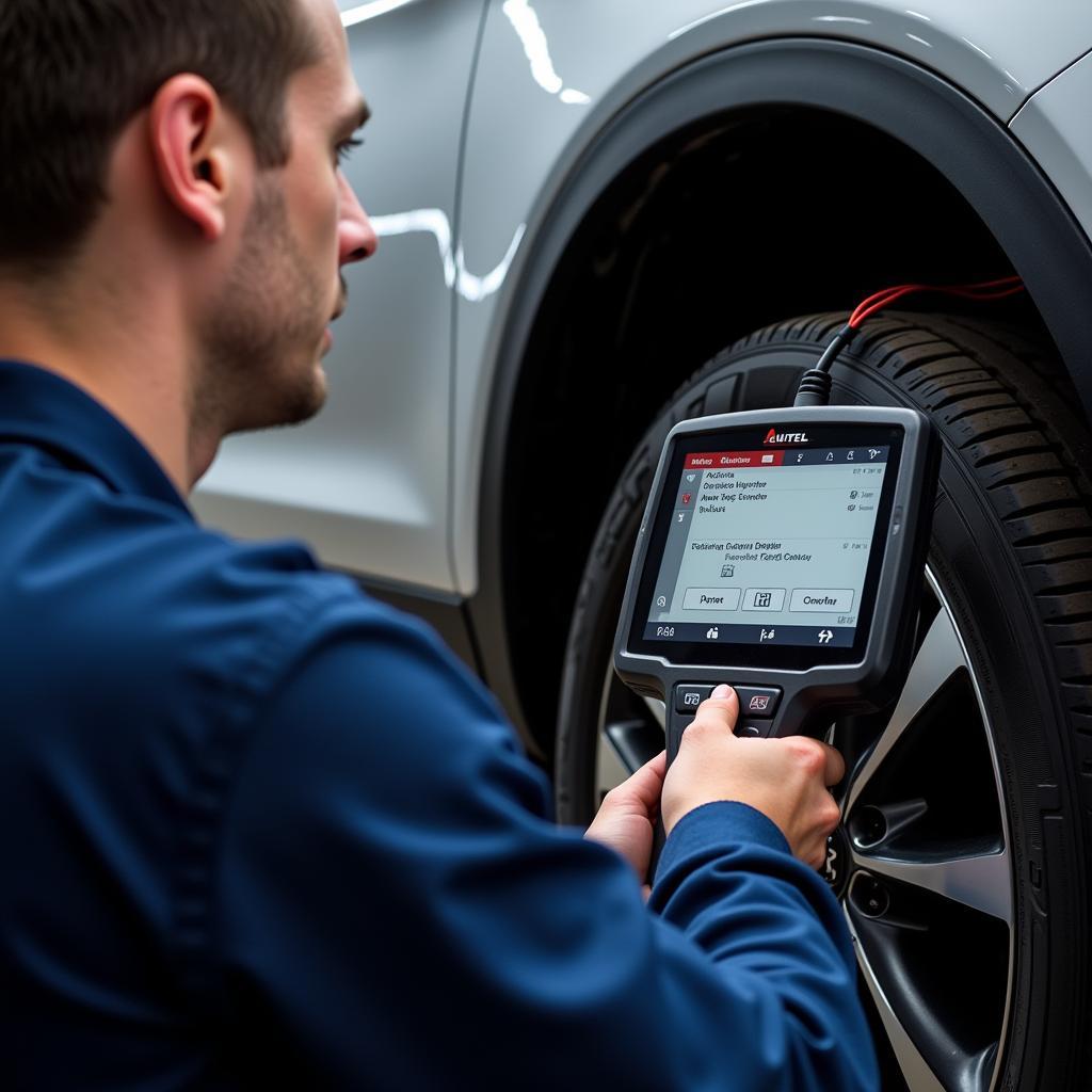 Technician using Autel Scanner with SPA