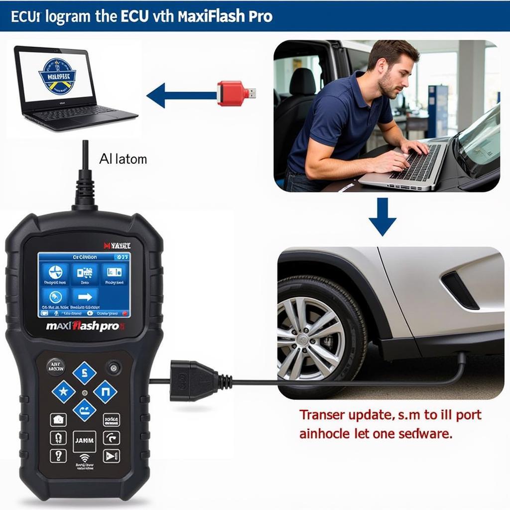 Technician Using MaxiFlash Pro for ECU Reprogramming