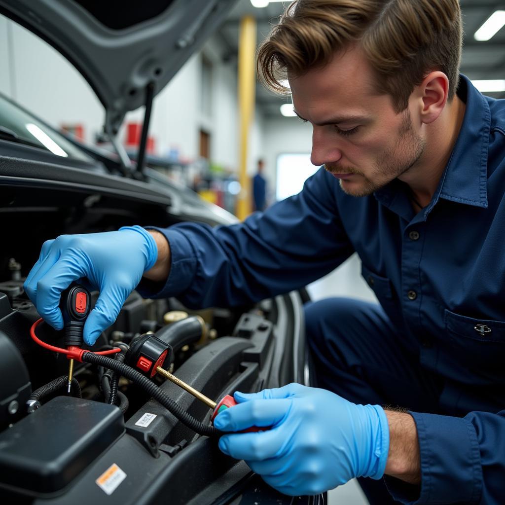 Technician Working on Electric Vehicle