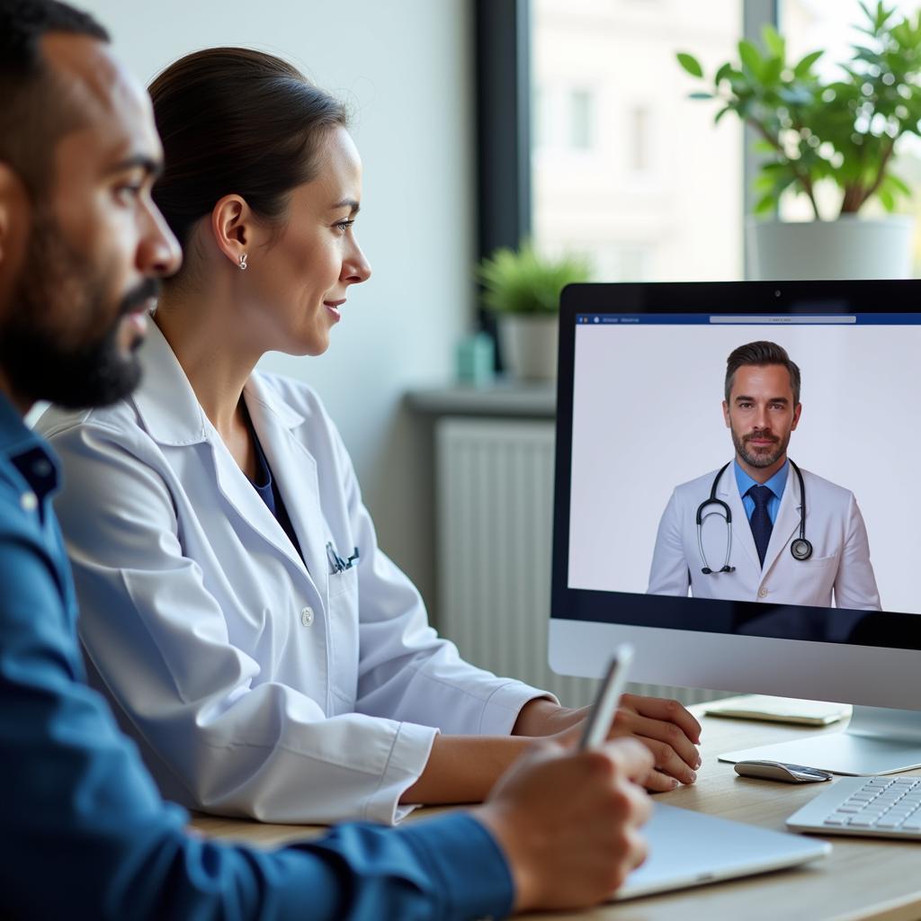 Doctor consulting patient via telehealth for instant urgent care