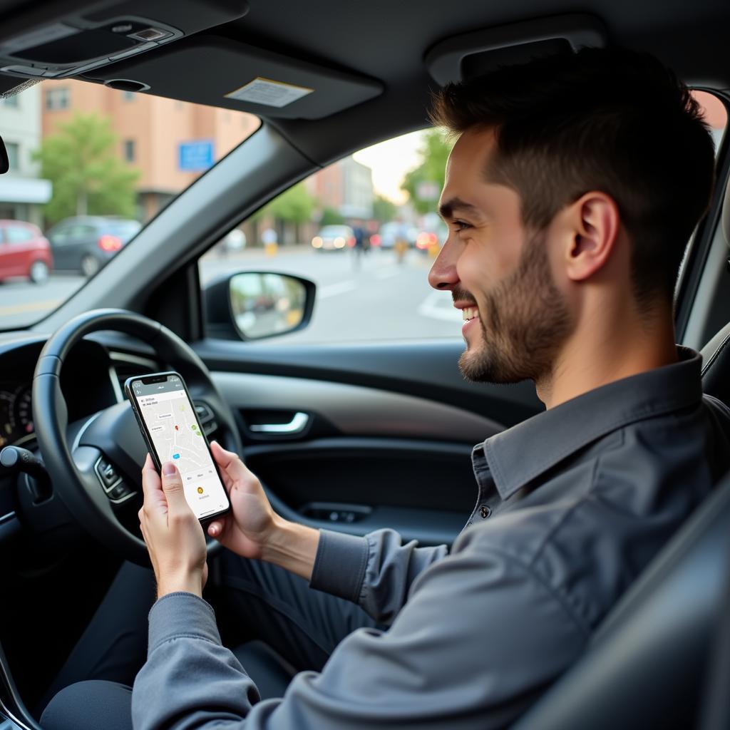 Uber Driver Navigating a City Street