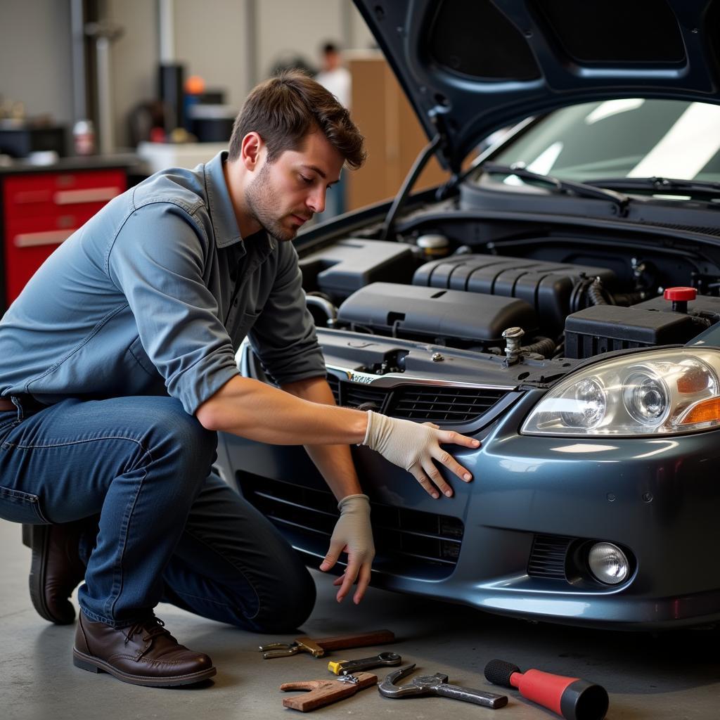 Uncertified Mechanic Working on a Car