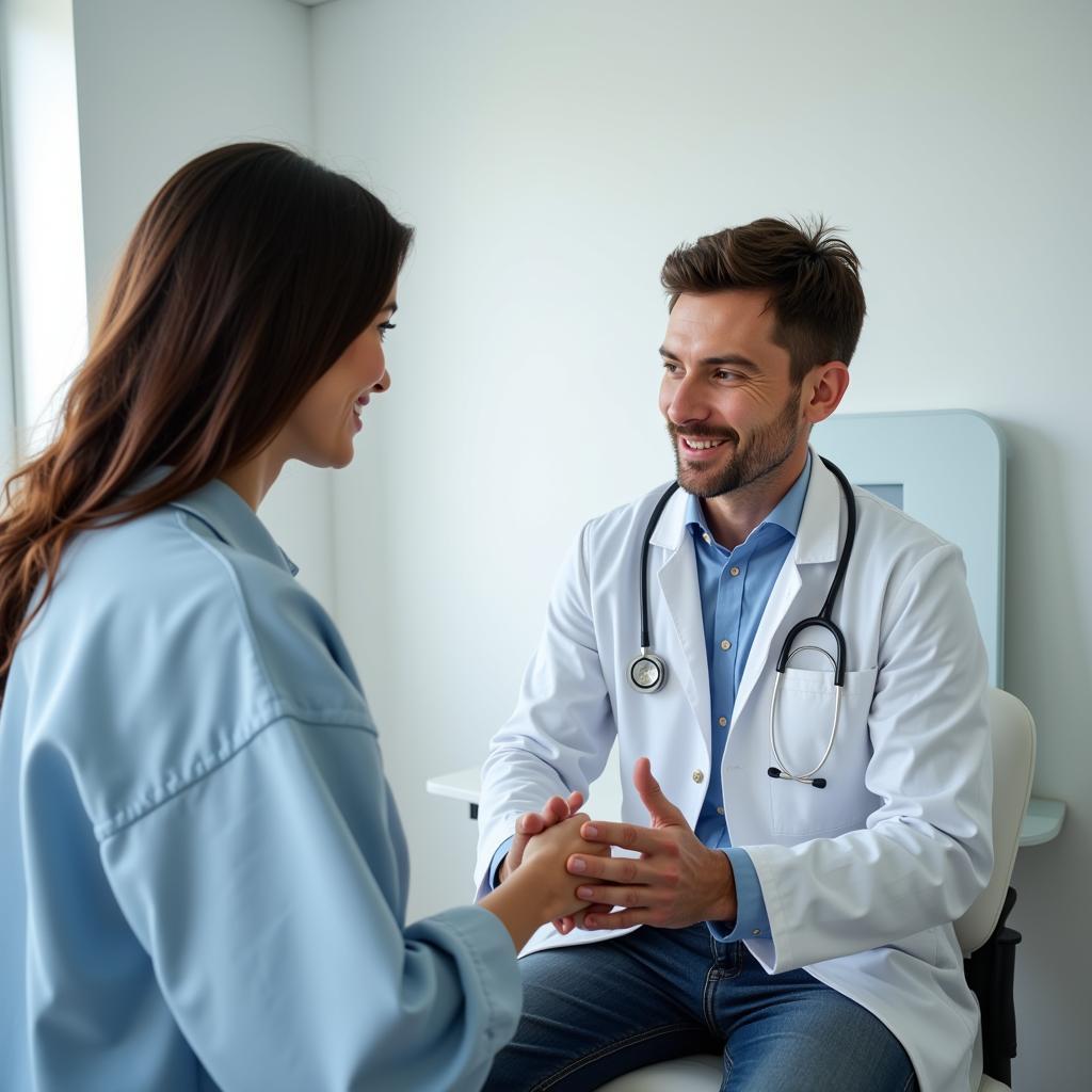 Doctor examining a patient in an urgent care clinic in Medford Oregon