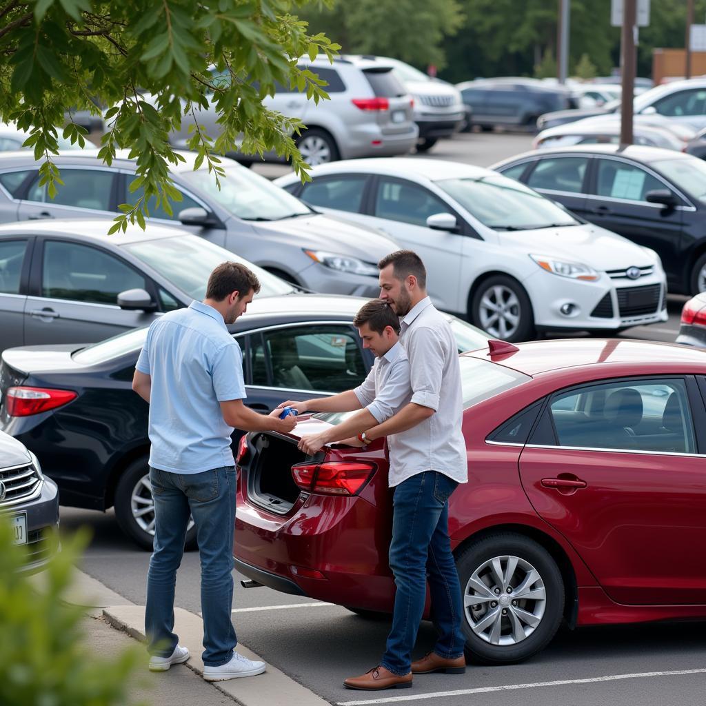 Inspecting Used Cars at a Dealer Lot