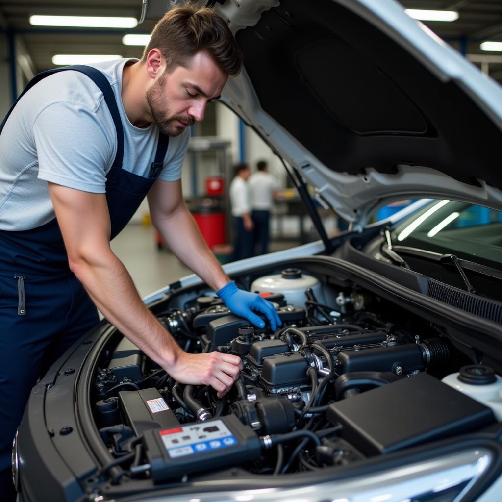 Inspecting the Engine of a Used Car