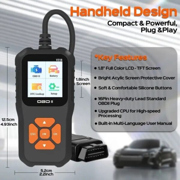 V318 OBD2 Check Engine Diagnostic Scanner Tool Car Fault Code Reader Battery te - Image 4