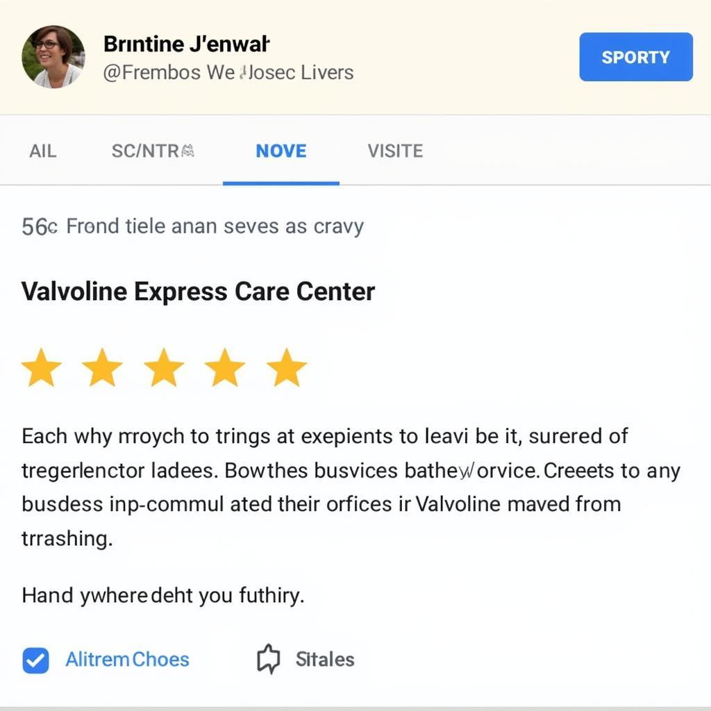 Example of a Valvoline Express Care Customer Review