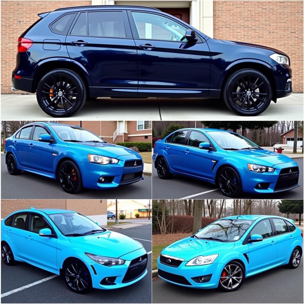 Various Shades of Blue on Different Car Models