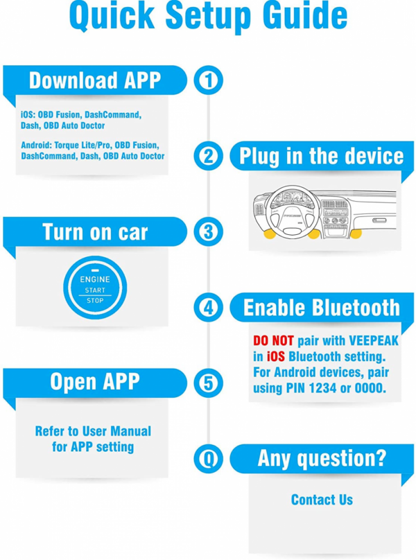 Veepeak OBDCheck BLE+ Bluetooth 4.0 OBD2 Scanner for iOS & Android, Car... - Image 6