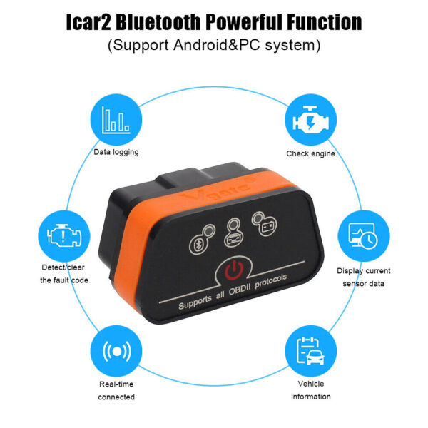 Vgate iCar2 ELM327 Bluetooth OBD2 Scanner OBDII Code Reader Auto Diagnostic Tool - Image 3