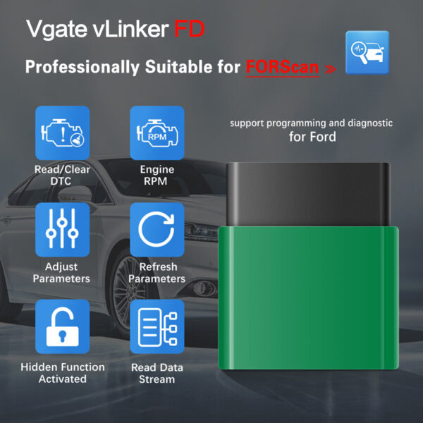 Vgate OBD2 Bluetooth Scanner vLinker FD Diagnostic FOR-Scan Adapter for Android - Image 3