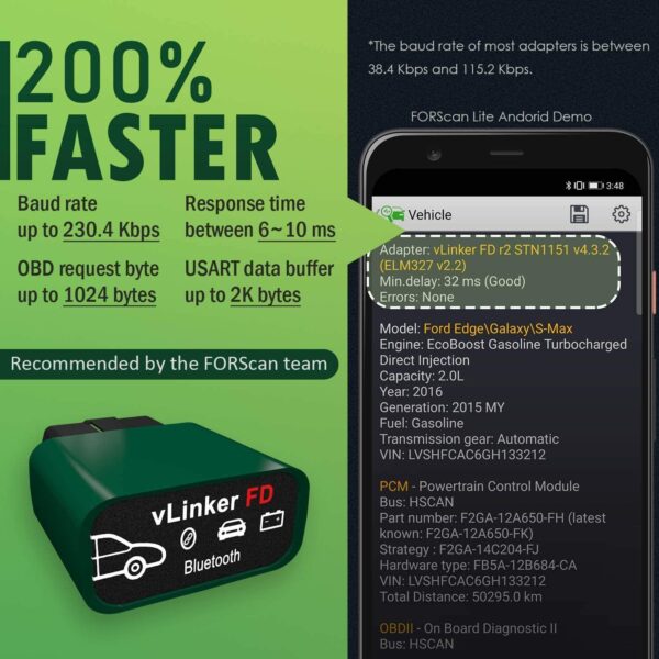 Vgate OBD2 Bluetooth Scanner vLinker FD Diagnostic FOR-Scan Adapter for Android - Image 5