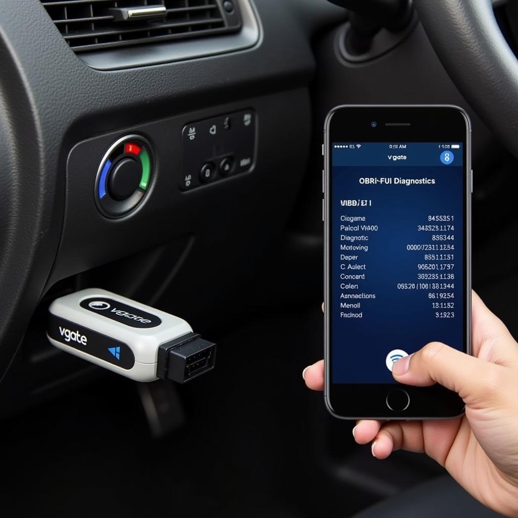 Vgate Scan Tool Connected to Car OBD Port