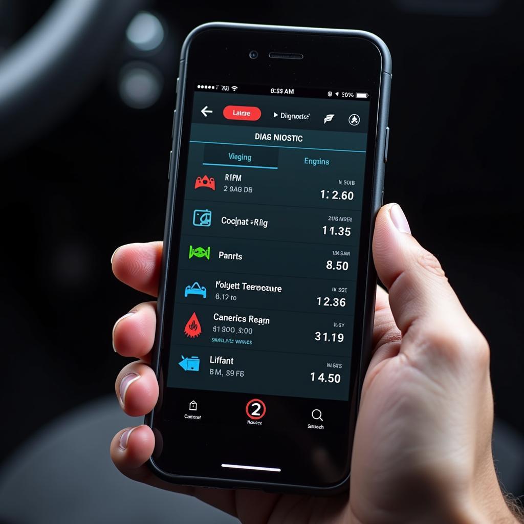 Vgate Scan Tool Displaying Diagnostic Data on Smartphone