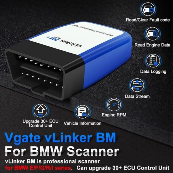 Vgate vLinker BM/BT V2.2 ELM327 OBD2 Car Diagnostic Scanner for IOS Android - Image 2