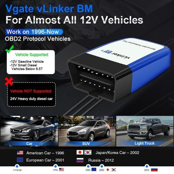 Vgate vLinker BM/BT V2.2 ELM327 OBD2 Car Diagnostic Scanner for IOS Android - Image 3