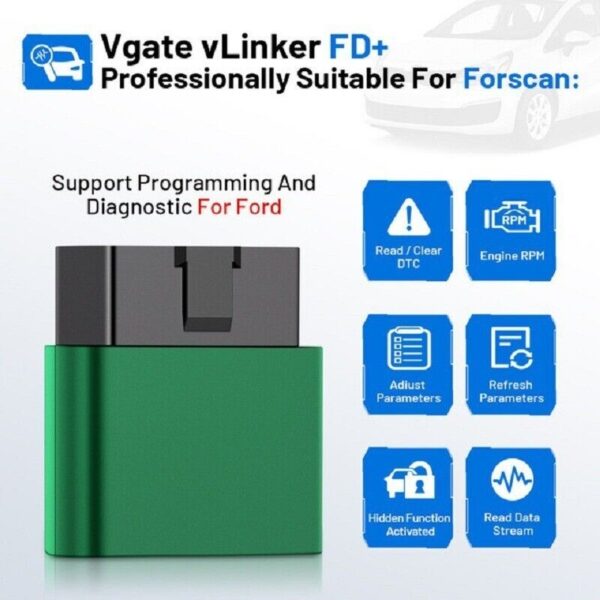 Vgate vLinker FD+ OBD2 Adapter Bluetooth4.0 BLE Scanner FORScan for iOS Android - Image 4