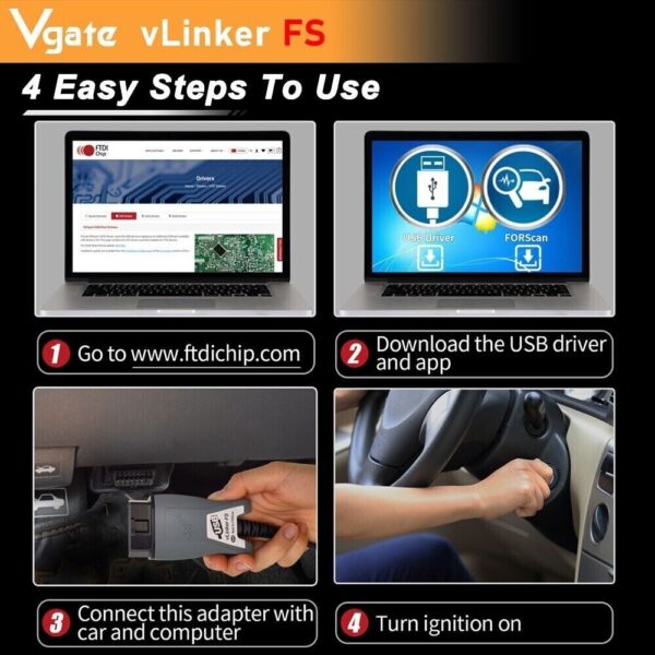 Vgate vLinker FS OBD2 Scanner USB Adapter Fit For FORScan HS/MS-CAN Auto Switch - Image 6