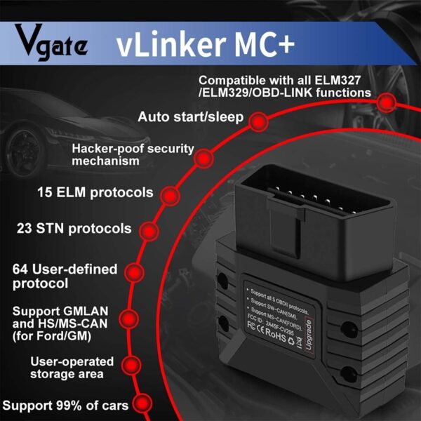 Vgate vLinker MC+ BT4.0 OBD2 Scanner Code Reader Diagnostic Tool Android/ios - Image 5