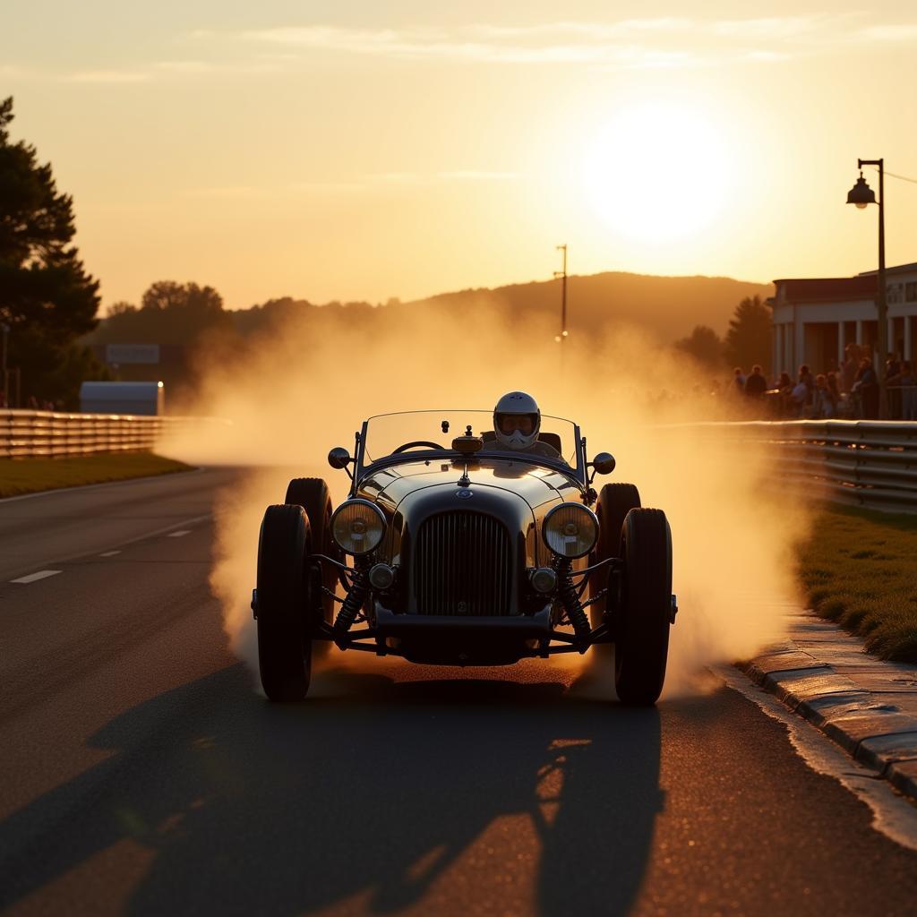 Vintage Sports Car on a Racing Track