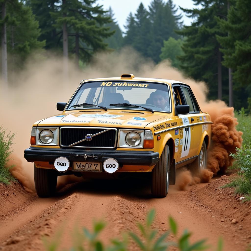 Volvo 240 Group A competing in a rally event