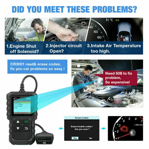 Volvo XC90 OBD2 Car Reader Scanner Tool Reset Engine Fault Code for MOT CR3001 - Image 4