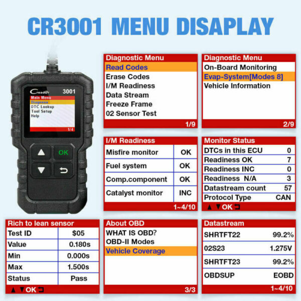 Volvo XC90 OBD2 Car Reader Scanner Tool Reset Engine Fault Code for MOT CR3001 - Image 5