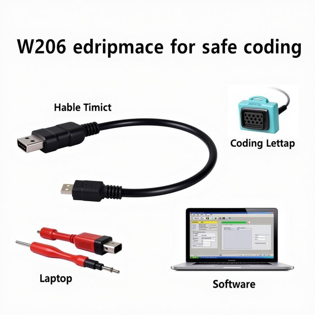 W206 Diagnostic Tools:  A photo displaying the essential diagnostic tools and equipment required for W206 coding.