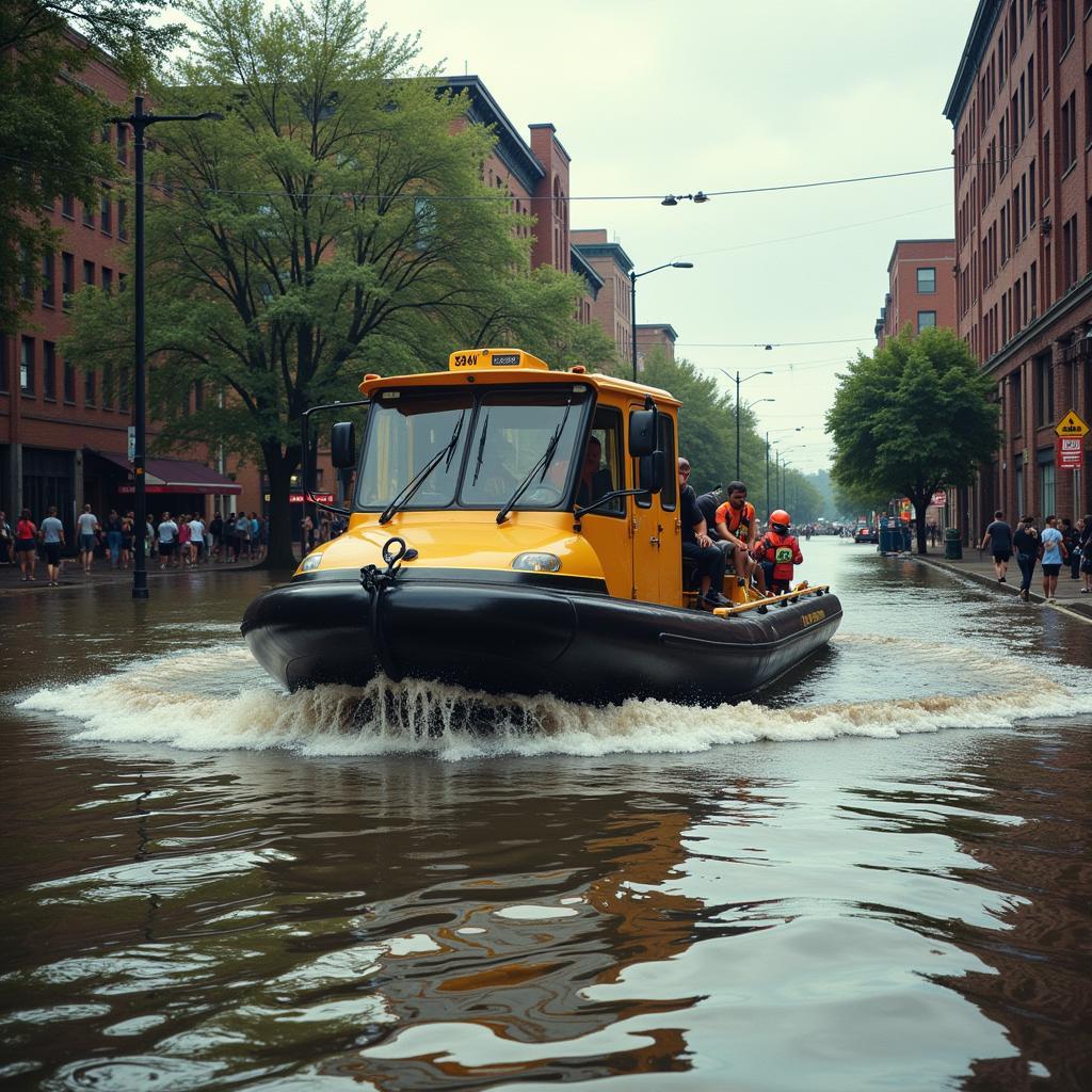 Waterway car used in a rescue operation