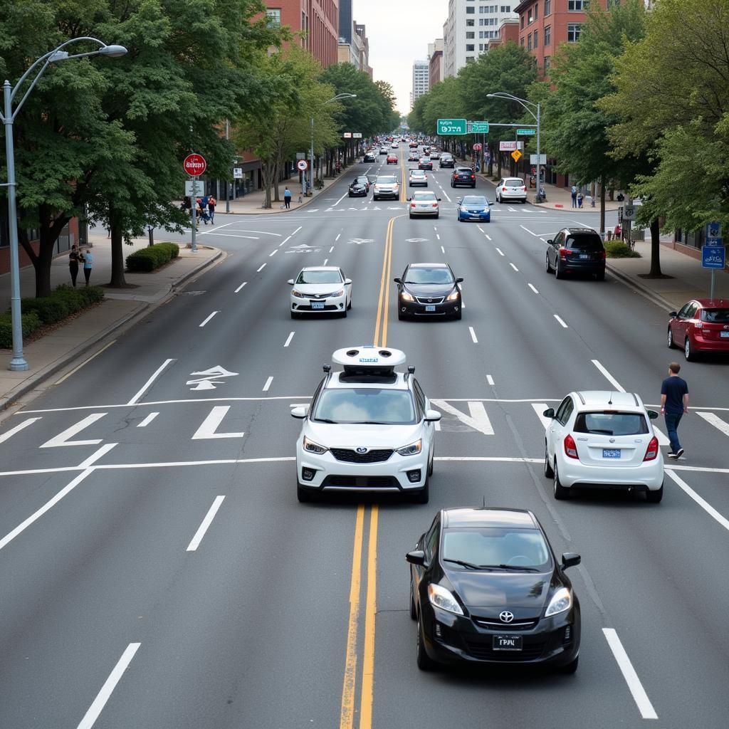 Waymo Car Navigating Intersection