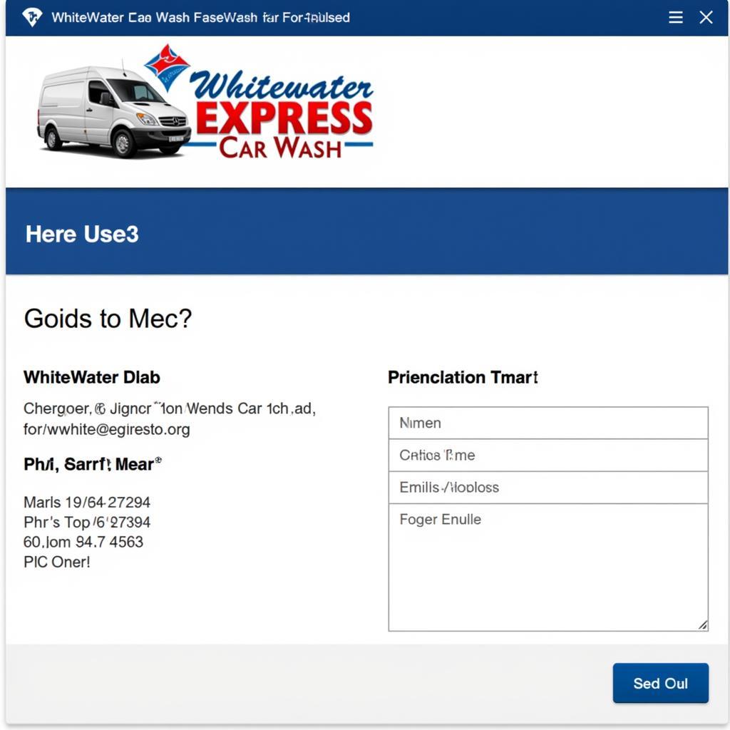 Screenshot of Whitewater Express Website Contact Section