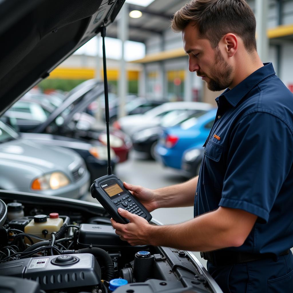 Inspecting a Car at a Wholesale Car Auction