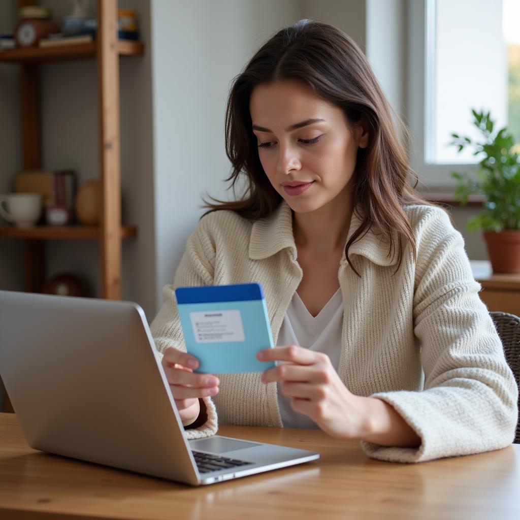 Woman Checking Insurance Card