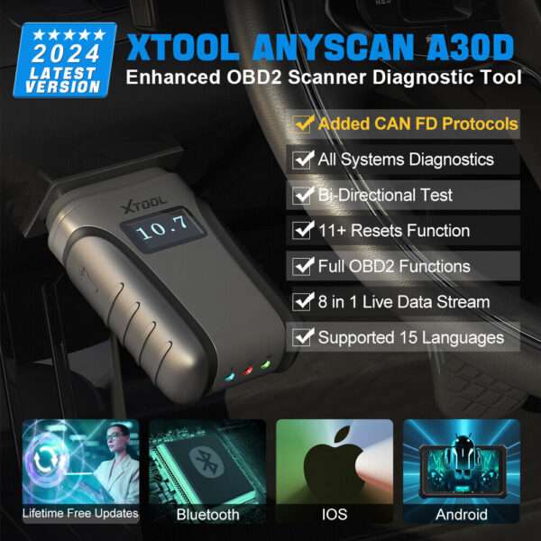 XTOOL Anyscan A30D Full BiDirectional Diagnostic BT Scanner Auto Diagnostic Tool - Image 4