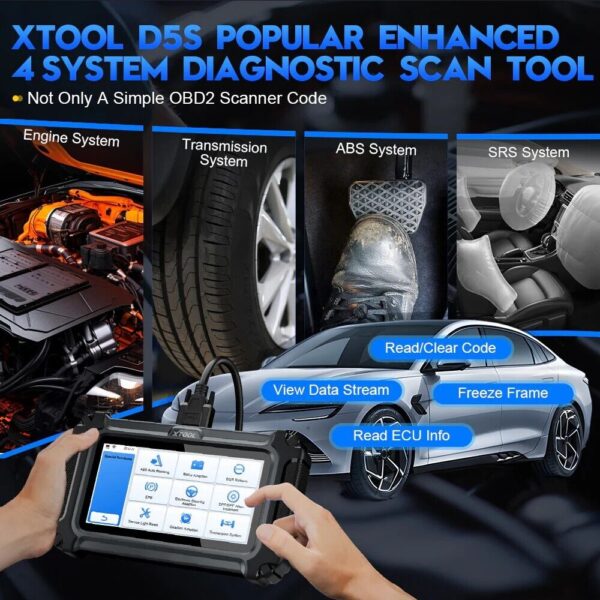 XTOOL D5S OBD2 Scanner Engine ABS SRS Transmission Car Diagnostic Tool FCA CANFD - Image 4