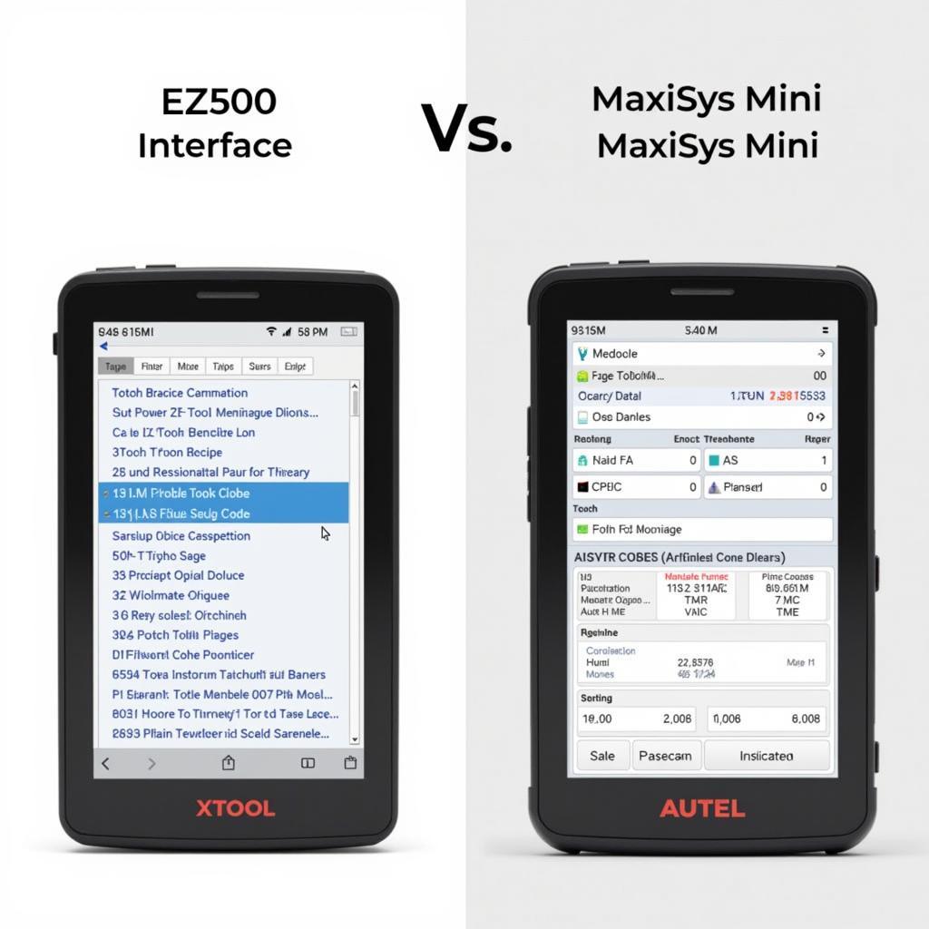 XTool EZ500 and Autel MaxiSys Mini Interface Comparison