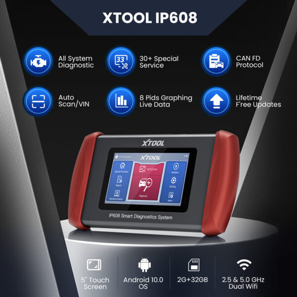 XTOOL INPLUS IP608 OBD2 Scanner Engine ABS SRS SAS TPMS EPB TPMS Diagnostic Tool - Image 3