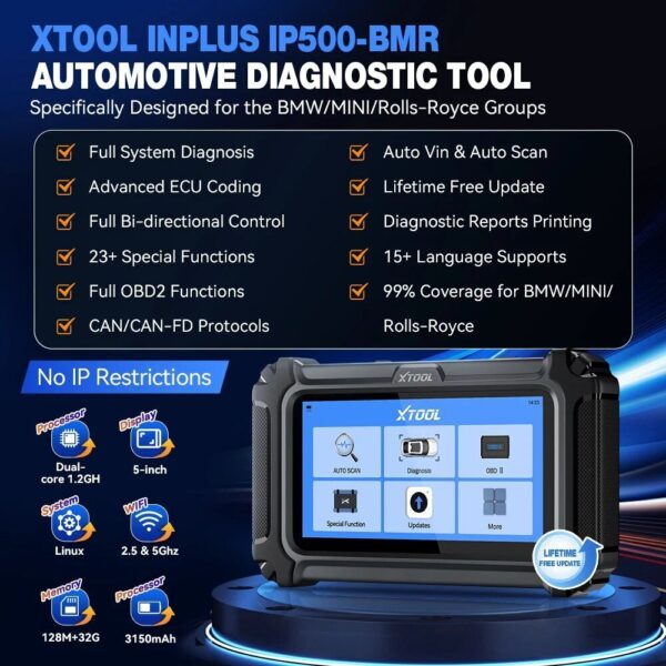 XTOOL IP500 for BMW/Mini/Rolls-Royce Auto Bidirectional Scanner ECU Coding Tool - Image 2