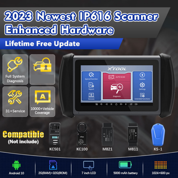 XTOOL IP616 OBD2 Scanner Diagnostic Scan Tool Lifetime Free Software Update - Image 2