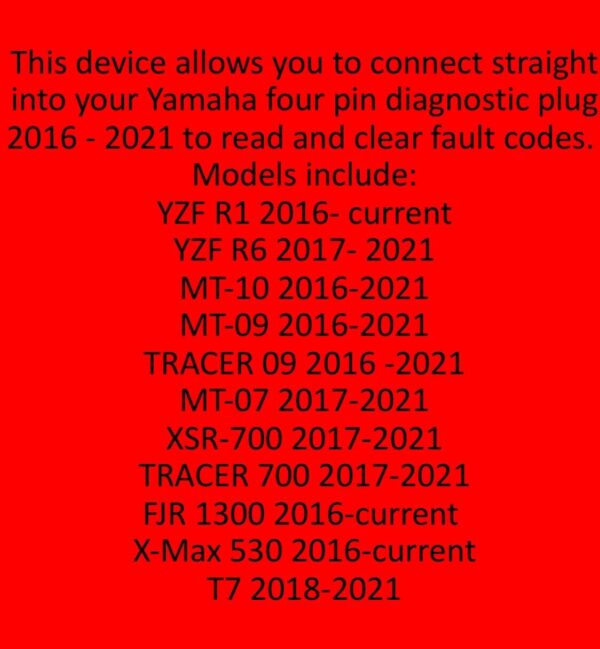 Yamaha FI, OBD2 fault code scanner diagnostic tool T7 Tenere 2019 - Image 2