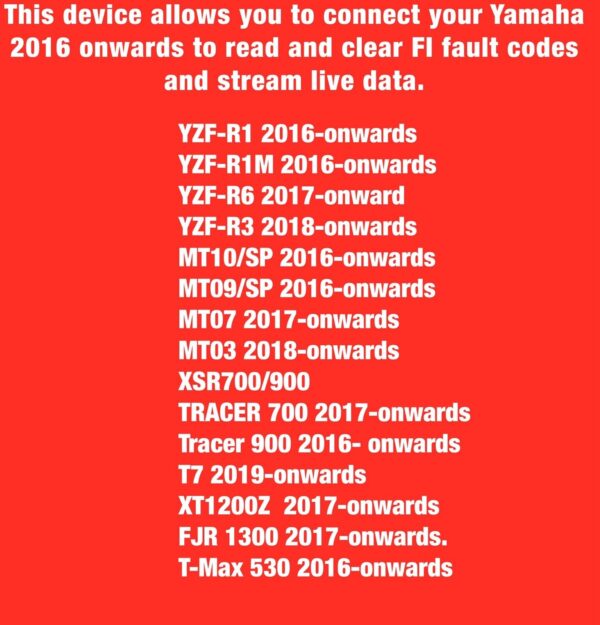 Yamaha FI, OBD2 fault code scanner diagnostic tool TMAX 530 2017 Onwards - Image 2