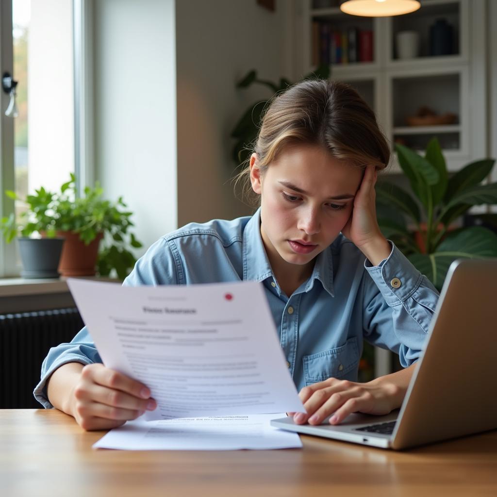 Young Driver Reviewing Car Insurance Policy