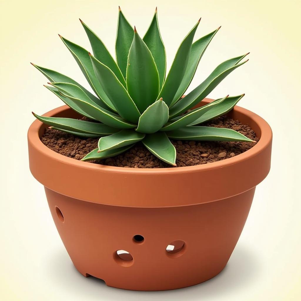 Yucca Plant Potted in Well-Draining Soil